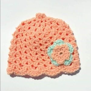 Crochet Peach Baby Hat- 6-12 months